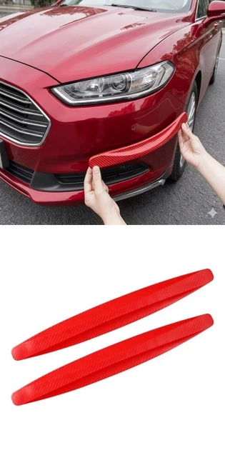 Універсальні гнучкі протиударні накладки Carbon Bumper Shield Антицарапки захист на бампер. 37.5 см х 5.2 см. Колір червоний карбон. 1уп.=2шт. - зображення 8