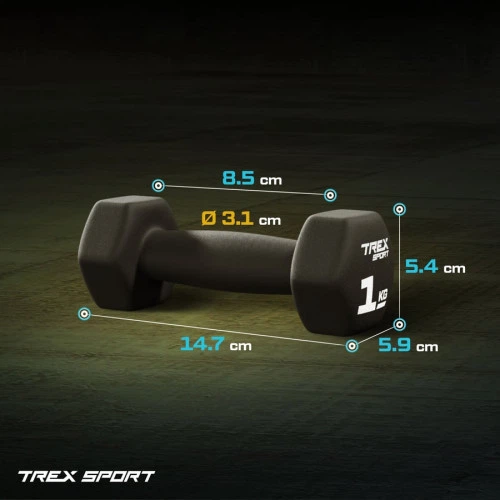 Фітнес-гантелі Trex Sport TX-010VD— 2 × 1 кг, вінілове покриття - зображення 4