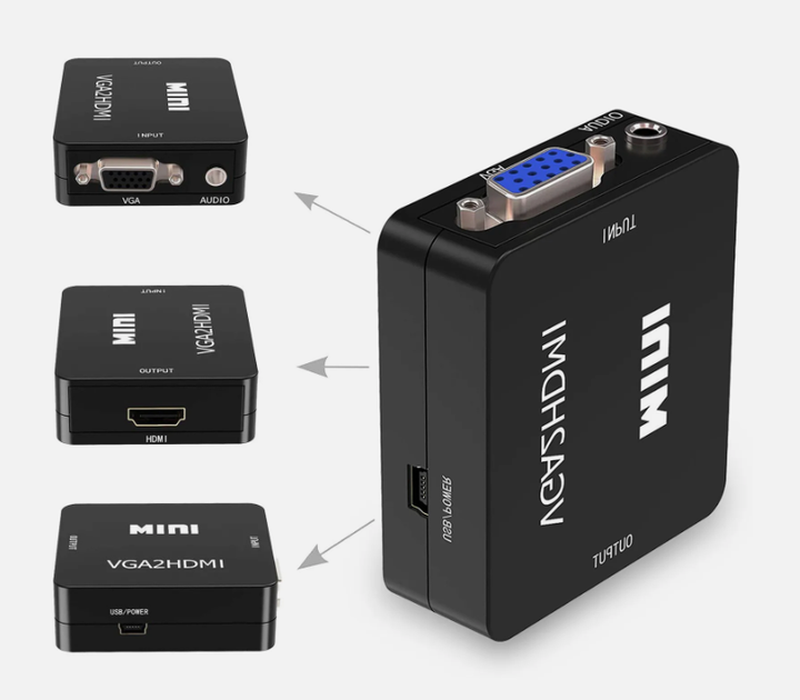 Конвертер VGA2HDMI адаптер з VGA на HDMI + аудіо 3.5мм Black - изображение 6