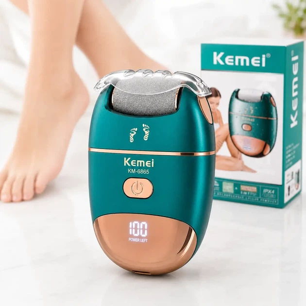 Электрическая терка для пяток, USB, Kemei KM-6865, Зеленая / Электрическая пила для ног / Электропемза от натоптышей, для педикюра - Фото 7 Электрическая терка для пяток, USB, Kemei KM-6865, Зеленая / Электрическая пила для ног / Электропемза от натоптышей, для педикюра - изображение 7