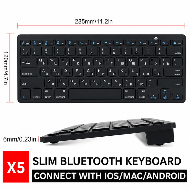 Беспроводная Bluetooth-клавиатура X5, мини клавиатура для ноутбука, планшета, телефона, Smart TV, 78 клавиш - изображение 5