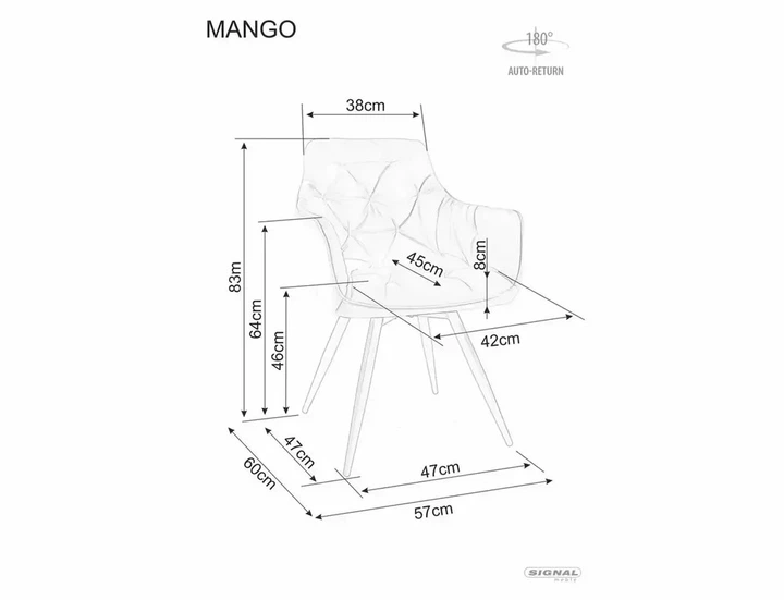 Стул кухонный MANGO LEO Кашемир каркас / Светлый бежевый 23 MANGOLEKJBE Signal - изображение 3