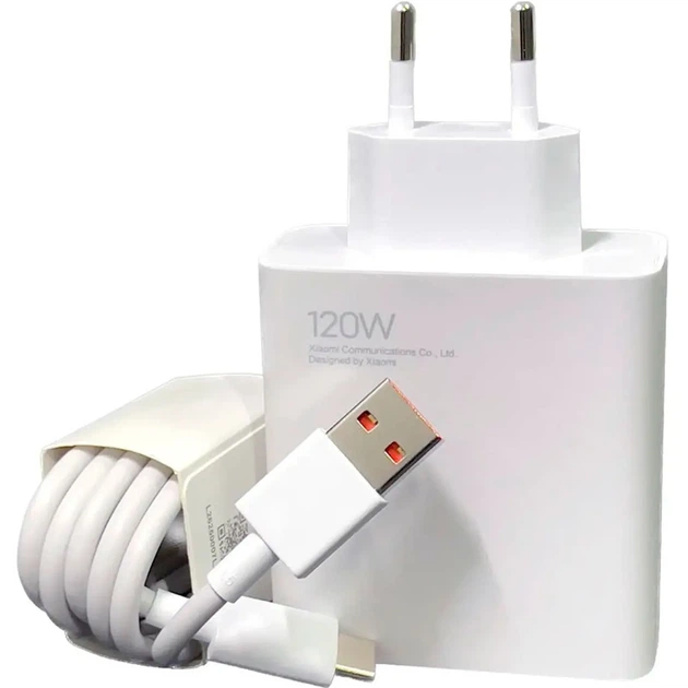Зарядний пристрій Xiaomi 120W HyperCharge Combo (USB-A) + кабель USB Type-C, White - зображення 3
