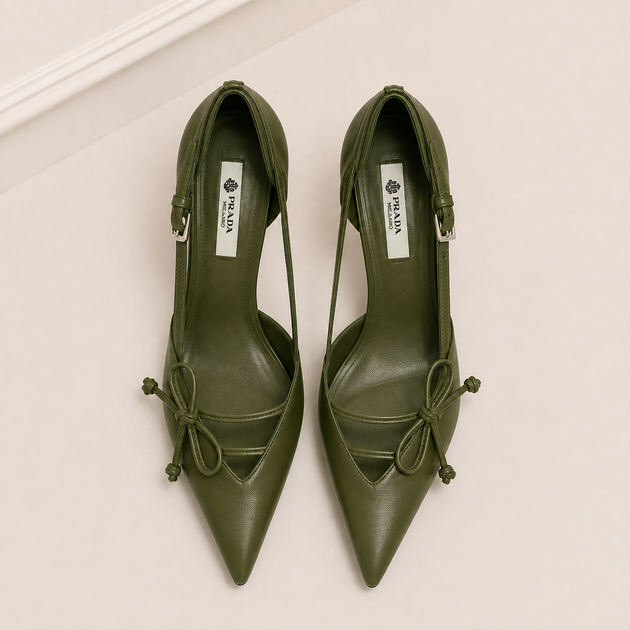 Туфлі жіночі Prada 38 Оливковий 1595 - Фото 2 Туфлі жіночі Prada 38 Оливковий 1595 - изображение 2