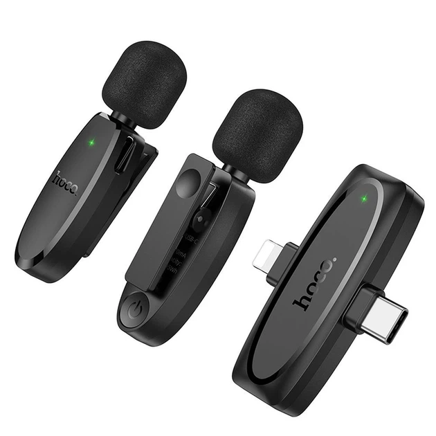Микрофон петличный беспроводной Hoco L15 Lightning / USB C Black (2 pack) (6942007638623) - изображение 7