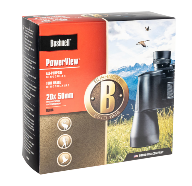 Бінокль Bushnell PowerView 20x50 Чорний 132050 - Фото 3 Бінокль Bushnell PowerView 20x50 Чорний 132050 - зображення 3