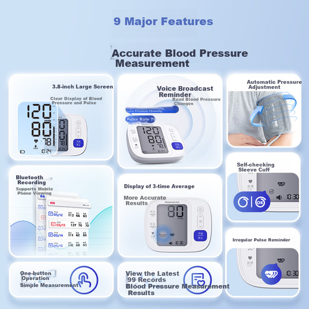Электронный тонометр Lifesense Arm для домашнего использования, высокоточный медицинский тонометр для пожилых людей Q3 Pro - изображение 4