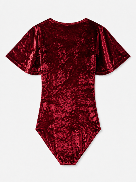Боди женское бархатное с V-образным вырезом Bershka Размер S красное 7281187600 - Фото 3 Боди женское бархатное с V-образным вырезом Bershka Размер S красное 7281187600 - изображение 3