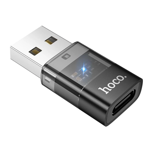 Адаптер Hoco UA36C USB A to USB C Transparent Black (6942007647212) - Фото 3 Адаптер Hoco UA36C USB A to USB C Transparent Black (6942007647212) - зображення 3