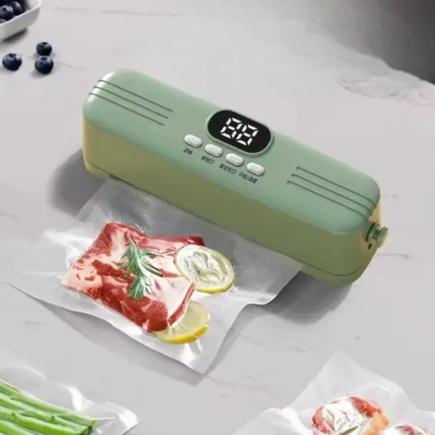 Упаковщик вакуумный кухонный вакууматор герметизатор бытовой портативный беспроводной USB для еды продуктов пакетов хранения заморозки мяса рыбы овощей фруктов 60 мм рт ст - изображение 4