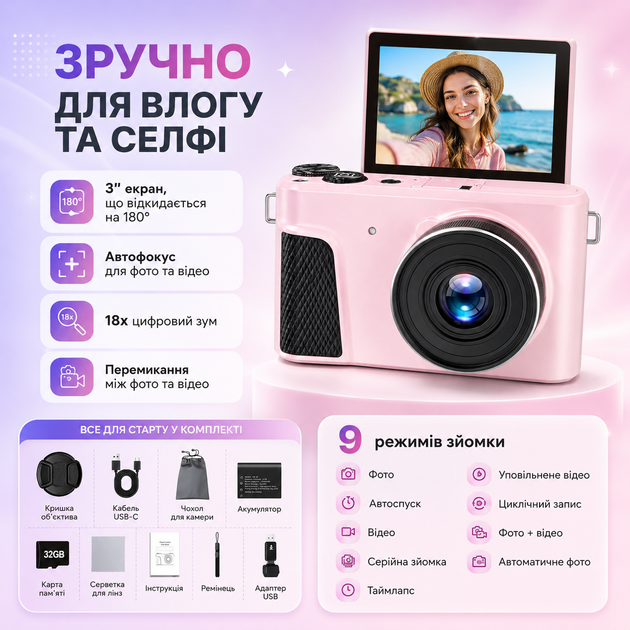 Цифровая камера 8K с Wi-Fi и 18-кратным зумом - изображение 2