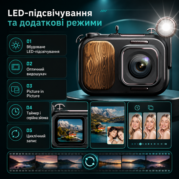 Аккумуляторная цифровая камера с видеосъёмкой 5K и 50-кратным цифровым зумом - изображение 2