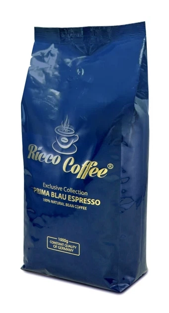 Кава в зернах Ricco Coffee Prima Blau Espresso 1 кг - Фото 1 Кава в зернах Ricco Coffee Prima Blau Espresso 1 кг - зображення 1