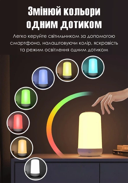 RGB лампа умный настольный светильник Smart LED AuraLite Bluetooth удаленный доступ, приложение на Android / iOS - изображение 10