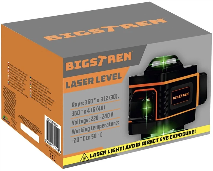 Poziomica laserowa 4D Bigstren 18763 16 linii 360 zielona wiązka (5904665712016) - obraz 14