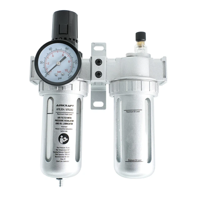 Блок подготовки воздуха AIRKRAFT AFRL802 PROFI 1/4" фильтрация редуцирование смазка - Фото 1 Блок подготовки воздуха AIRKRAFT AFRL802 PROFI 1/4" фильтрация редуцирование смазка - изображение 1