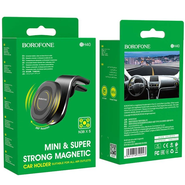 Автодержатель для телефона BOROFONE BH40 Kyle air outlet magnetic car holder Black - изображение 2