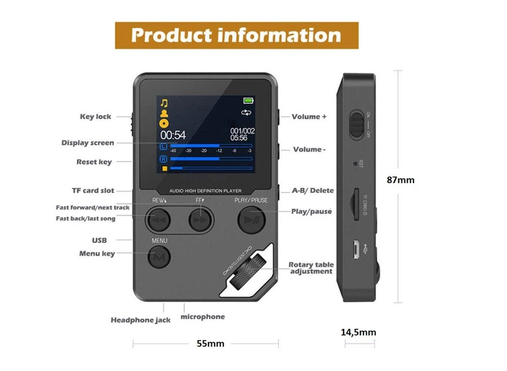 MP3 плеєр Mrobo C5 DSD256 Bluetooth Hi-Fi 8Gb + 64 Gb Type C - Фото 9 MP3 плеєр Mrobo C5 DSD256 Bluetooth Hi-Fi 8Gb + 64 Gb Type C - изображение 9