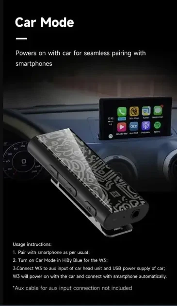Підсилювач звуку HiBy W3 Gen 2 Bluetooth 5 2 ЦАП з чипом CS43131 95 мВт підтримка DSD256 PCM 384 кГц 32 біт NFC USB DAC мікрофон cVc CarPlay для навушників Чорний - зображення 3
