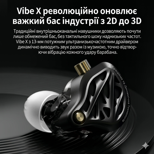 Навушники KZ Vibe X DSP (type-c, з мікрофоном) – In-Ear Monitor з вібро драйвером та подвійним мікрофоном - изображение 3