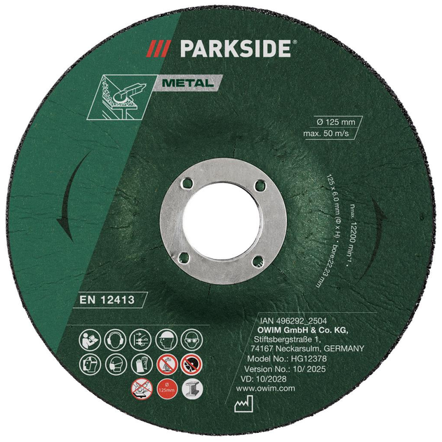 Набор зачистных шлифовальных дисков PARKSIDE для металла 125×6 мм 5 шт (3_08504) - изображение 2