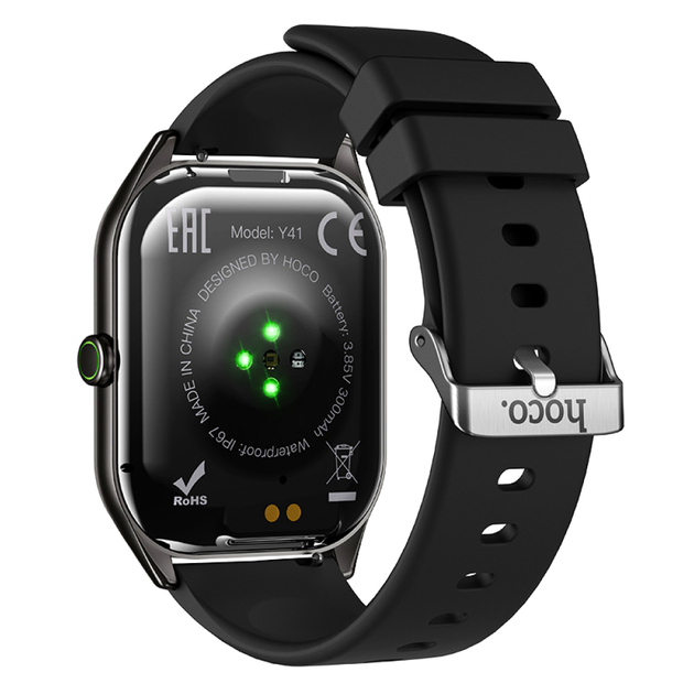 Умные спортивные часы с поддержкой звонков 1.955 дюйма черные Hoco Y41 Bluetooth 5.3 IP67 300 мАч - Фото 2 Умные спортивные часы с поддержкой звонков 1.955 дюйма черные Hoco Y41 Bluetooth 5.3 IP67 300 мАч - изображение 2