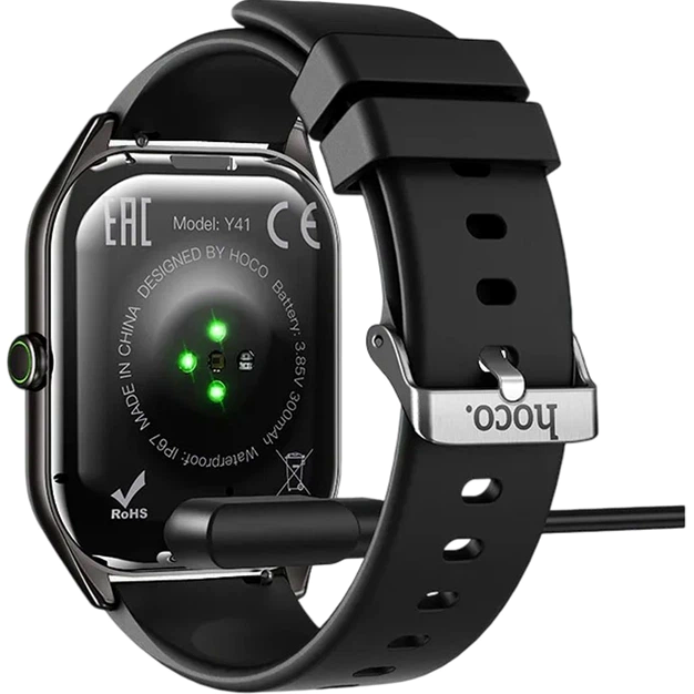 Умные спортивные часы с поддержкой звонков 1.955 дюйма черные Hoco Y41 Bluetooth 5.3 IP67 300 мАч - Фото 9 Умные спортивные часы с поддержкой звонков 1.955 дюйма черные Hoco Y41 Bluetooth 5.3 IP67 300 мАч - изображение 9