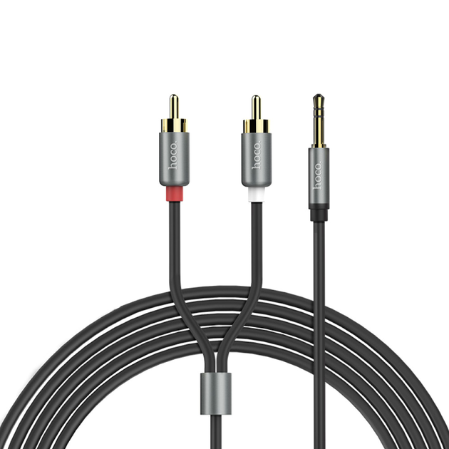 Аудио-кабель RCA 2xRCA 3.5mm длина 1.55м цвет Металлический серый Hoco UPA10 - изображение 7