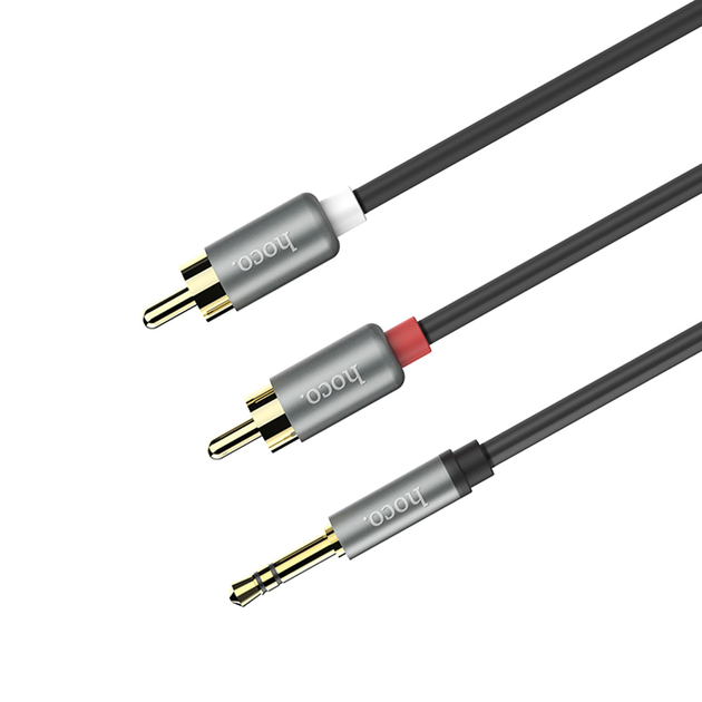 Аудио-кабель RCA 2xRCA 3.5mm длина 1.55м цвет Металлический серый Hoco UPA10 - изображение 9