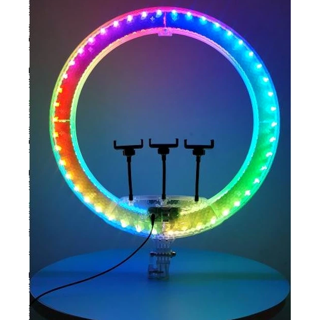 Кільцева лампа RGB LED 56 см 480 світлодіодів з пультом чорна ZB-56 COLOR BOX - зображення 2