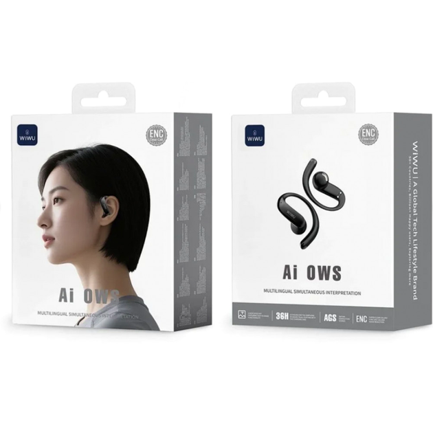 Bluetooth гарнитура TWS Wiwu Ai303 серый 360° звук AI-перевод до 36 часов автономности - изображение 2