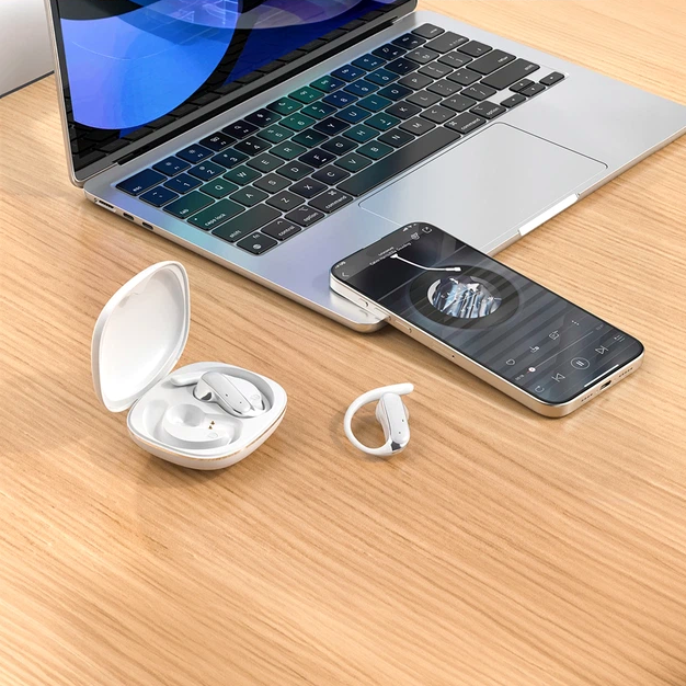 Bluetooth гарнитура TWS Wiwu Ai303 серый 360° звук AI-перевод до 36 часов автономности - изображение 4