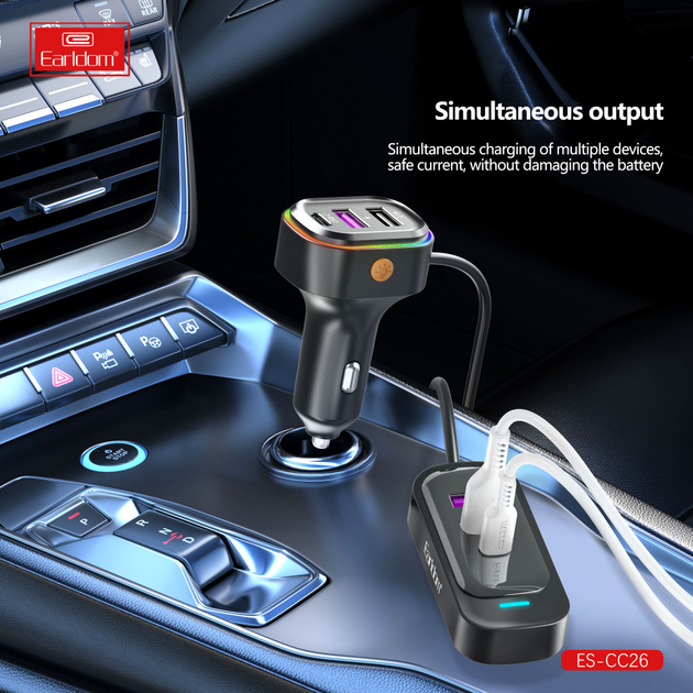 Автомобильное зарядное устройство 66W 4USB 2USB-C черное модель Earldom ES-CC26 - Фото 7 Автомобильное зарядное устройство 66W 4USB 2USB-C черное модель Earldom ES-CC26 - изображение 7