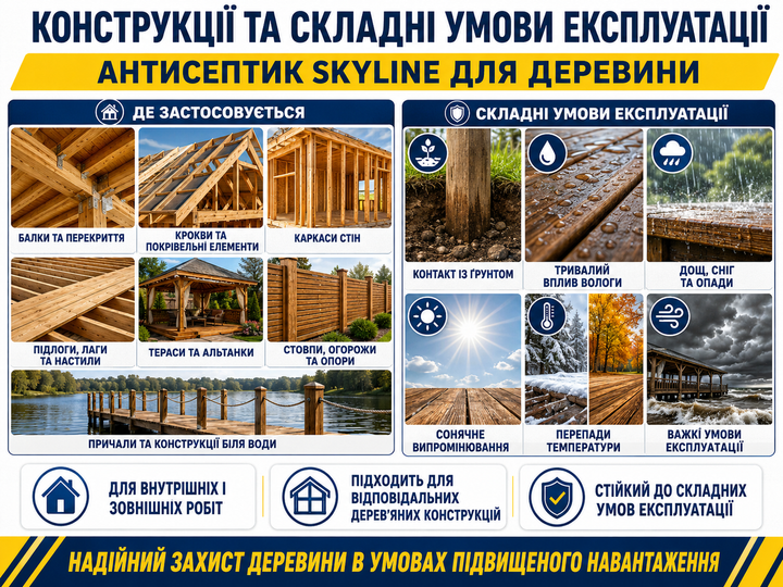 Антисептик просочувальний для обробки деревини незмивний SkyLine 1л - зображення 5