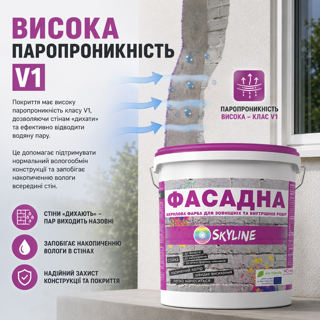Фарба акрилова Фасадна SkyLine 4,2 кг - зображення 4