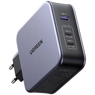 Зарядний пристрій Ugreen 3xUSB 140W (2хUSB-C+USB-A) Gan CD289 with C to C Cable 1.5m (90549) - Фото 2 Зарядний пристрій Ugreen 3xUSB 140W (2хUSB-C+USB-A) Gan CD289 with C to C Cable 1.5m (90549) - зображення 2