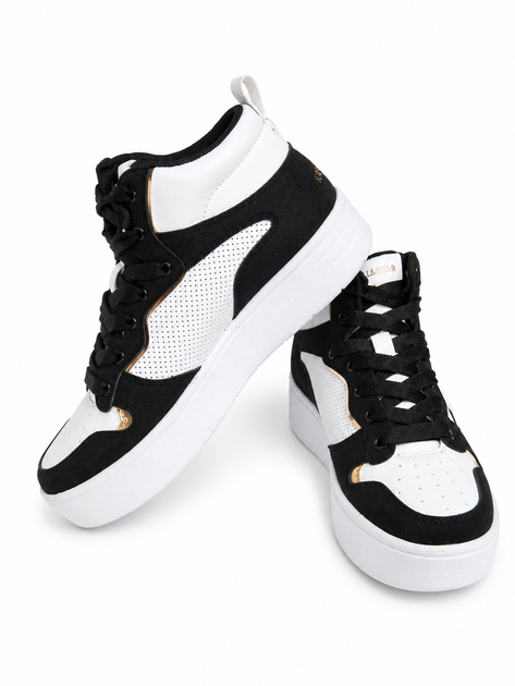 Кросівки високі для дівчинки Skechers Street Court High-Shine Kicks біло-чорні р. 35 (22 см) 6927117888786 - зображення 4