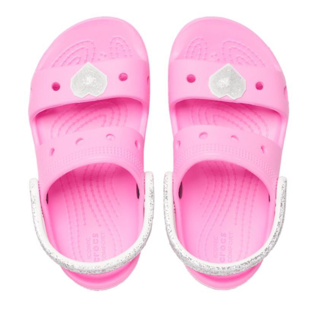 Дитячі крокси сандалії для дівчинки Crocs Classic Glitter Sandal Pink (25/26, рожевий) - Фото 2 Дитячі крокси сандалії для дівчинки Crocs Classic Glitter Sandal Pink (25/26, рожевий) - изображение 2