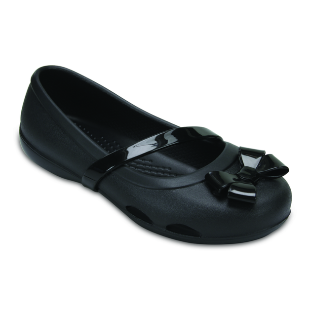 Дитячі крокси балетки для дівчинки Crocs Kids' Lina Charm Flat Black (27/28, чорний) - зображення 2