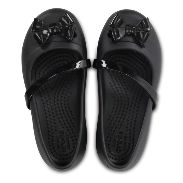 Дитячі крокси балетки для дівчинки Crocs Kids' Lina Charm Flat Black (27/28, чорний) - зображення 6