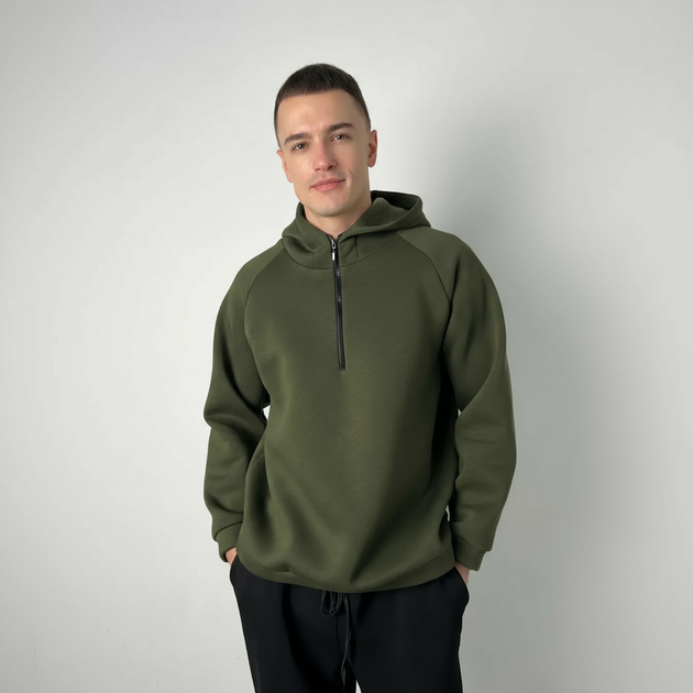 Худі чоловіче з каптуром трикотаж хакі, L-XL - Фото 8 Худі чоловіче з каптуром трикотаж хакі, L-XL - изображение 8