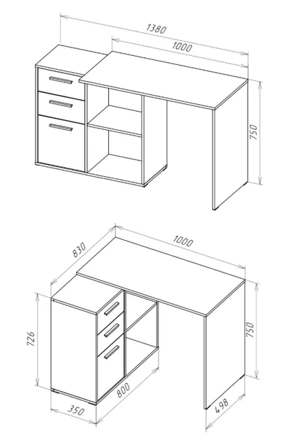 Офісний стіл Doros T8 Білий/Графіт 100х83х75 (41516125) - Фото 10 Офісний стіл Doros T8 Білий/Графіт 100х83х75 (41516125) - зображення 10