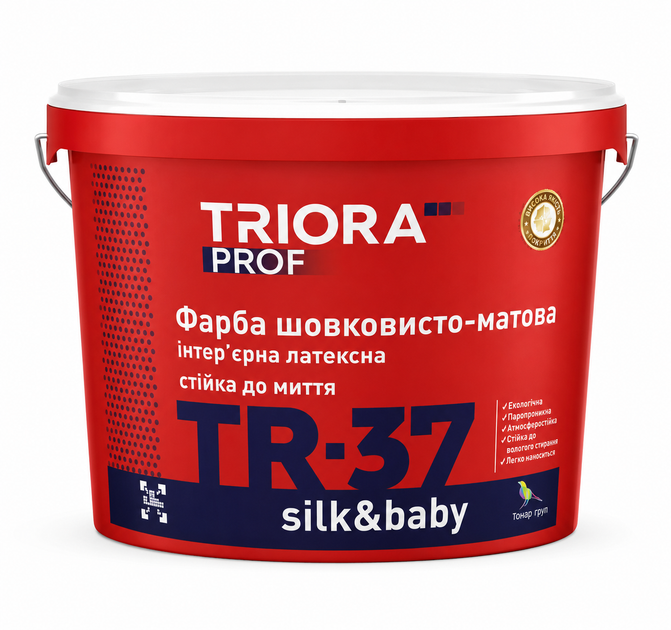 Краска интерьерная шелковистая TRIORA TR-37 Silk and Baby 10 л - Фото 1 Краска интерьерная шелковистая TRIORA TR-37 Silk and Baby 10 л - изображение 1