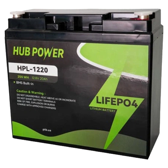 Аккумуляторная батарея Hub Power HPL-1220 LiFePO4 12В/20А•ч - Фото 1 Аккумуляторная батарея Hub Power HPL-1220 LiFePO4 12В/20А•ч - изображение 1