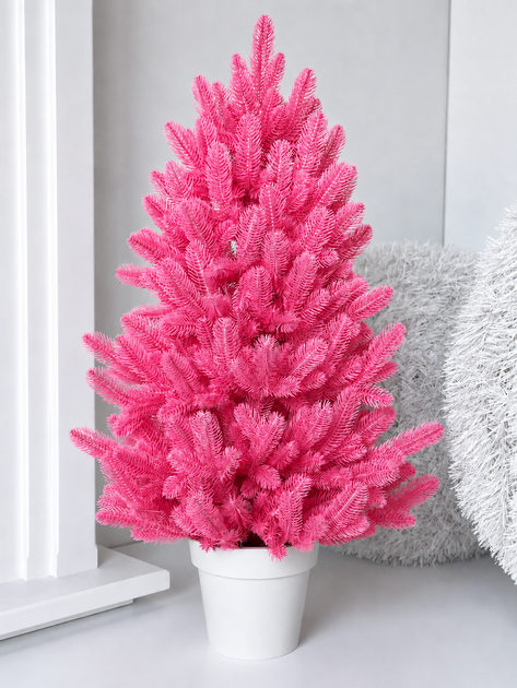 Искусственная розовая елка Elegant Marshmallow Pink литая, 90 см в горшке - изображение 4