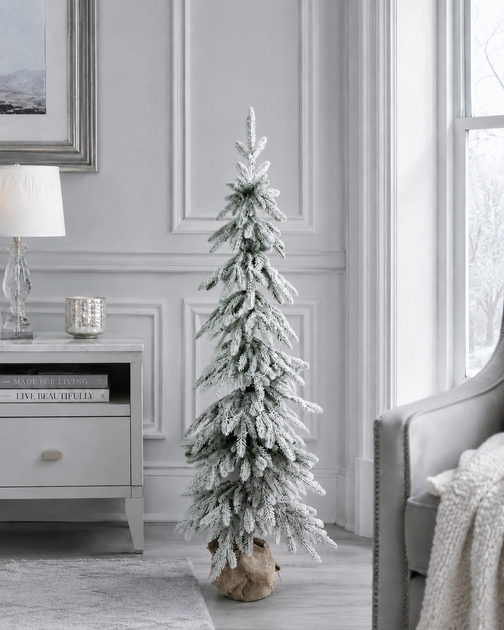 Ялинка лита засніжена Forest Elf Snow 120 см вузька в мішковині - зображення 4