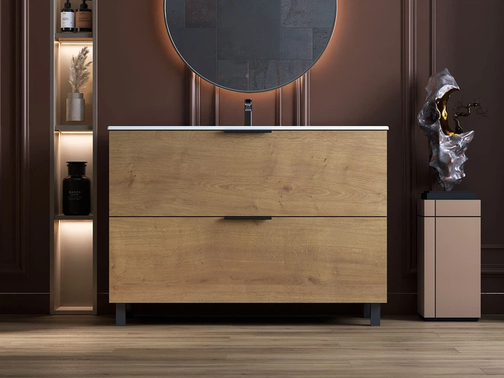 Тумба Status Hartia 120 Дуб, с умывальником Aria Low 120 - изображение 2