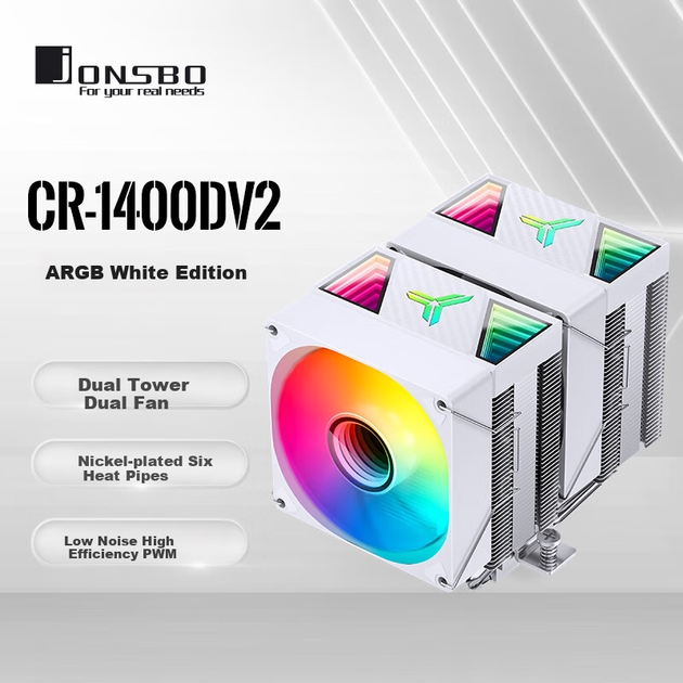 Кулер Jonsbo CR-1400 DV2 ARGB Edition White - изображение 8
