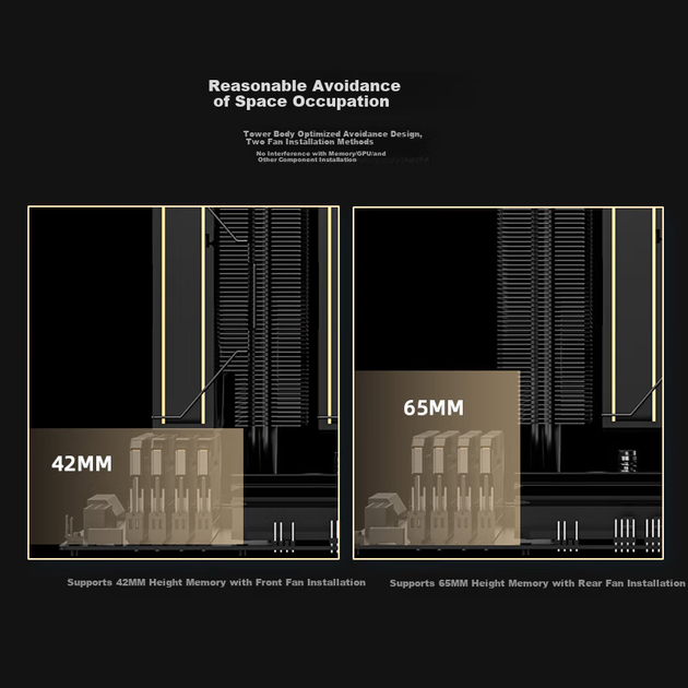 Кулер IDCOOLING Frost 620 Black Gold, двобаштовий, 6 теплових трубок - зображення 6