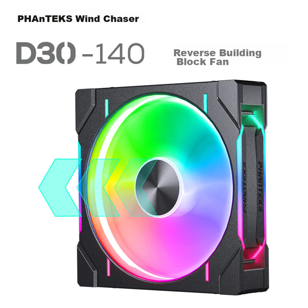 Вентилятор Phanteks D30 140 мм PWM с обратным потоком воздуха Black - изображение 4
